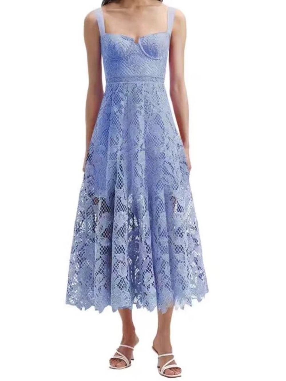 Self-Portrait Lace Bustier Midi Dress Size 0 NWT